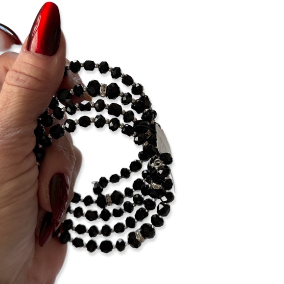 White House Black Market Black Beaded Coil Bracelet NWT - Picture 8 of 8